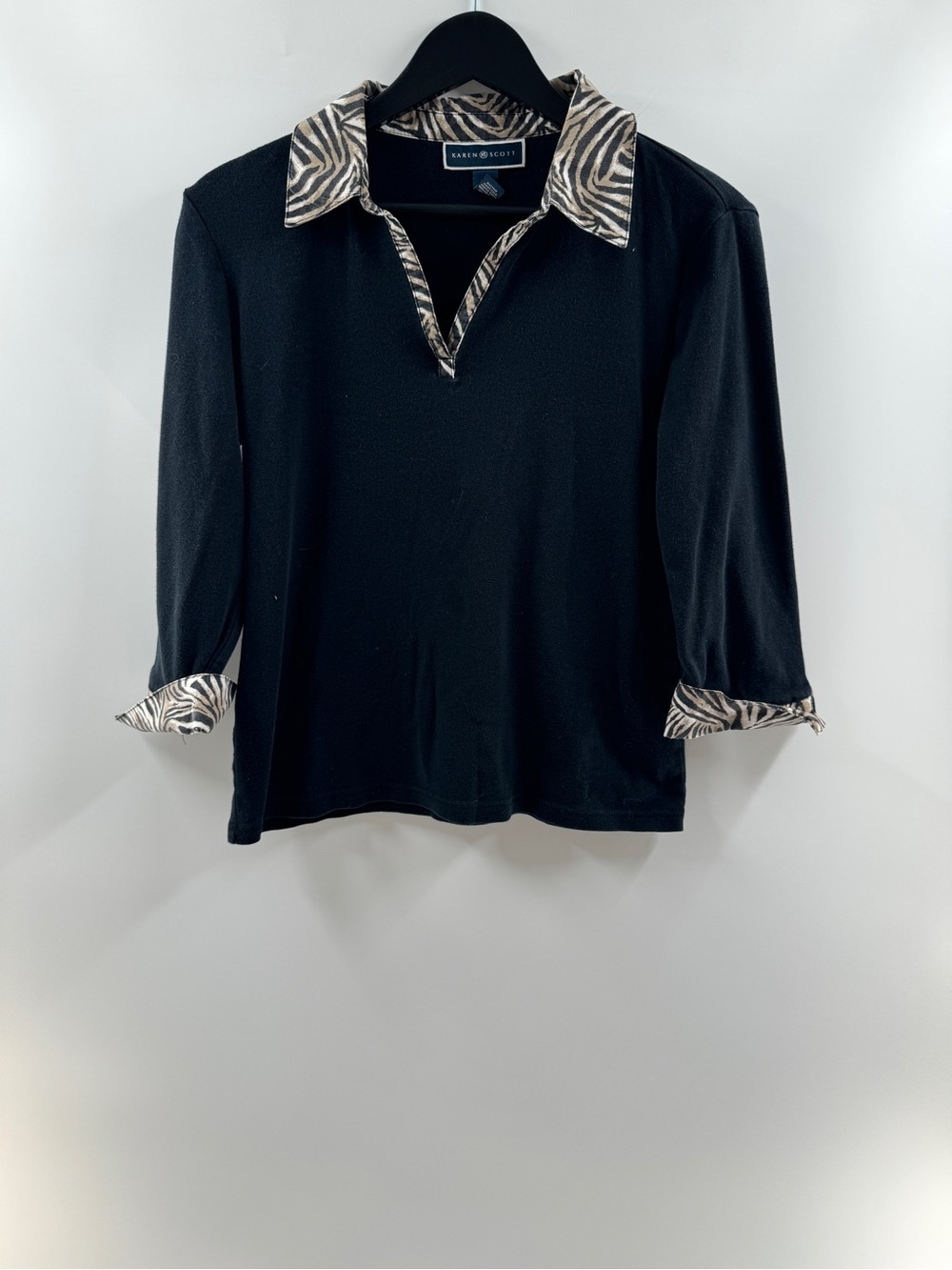 Karen Scott Animal Print Collared Top – Women’s Medium